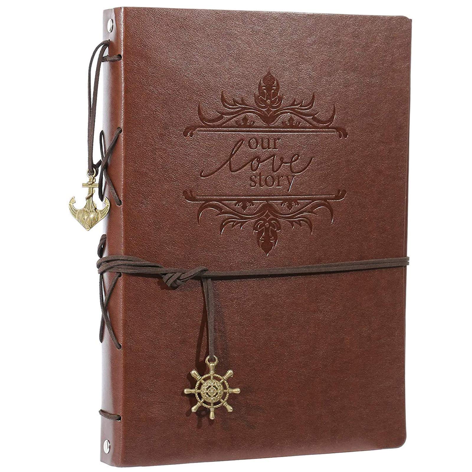 AIOR DIY photo album black pages photo album large photo album stick on leather vintage wedding guest book christmas photo album anniversary gift