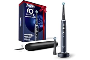 Oral-B iO Deep Clean + Protect Rechargeable Electric Toothbrush, Black with a iO Series 7 Toothbrush, 2 Replacement Brush Heads, and a Charging Travel Case