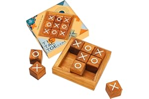 BSIRI Tic Tac Toe for Kids and Adults Coffee Table Living Room Decor and Desk Decor Family Games Night Classic Board Games Wood Rustic for Families Size 4 Inch