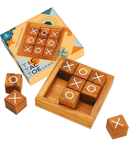Klassisches Familien-Brettspiel - Tic Tac Toe für Kinder, Kunststoff-Spielbrett 15 X 15 cm