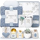 CuriBox Get Well Gifts for Women Self Care Gifts Basket - Relaxing Spa Care Package After Surgery Valentines Day Birthday Gift - Feel Better Sympathy Gift Set for Her Mom Sister Friend Wife (Blue)