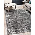 Unique Loom Sofia Collection Area Rug - Casino (7' 10" x 10' Rectangle, Dark Gray/ Ivory)