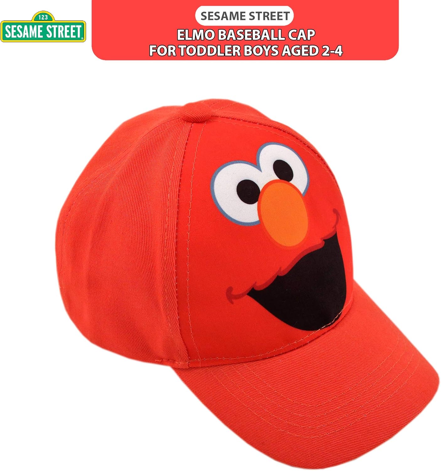 Sesame Street Toddler Boys' Elmo Cotton Baseball Cap, Light Red, Age 2-4: Clothing