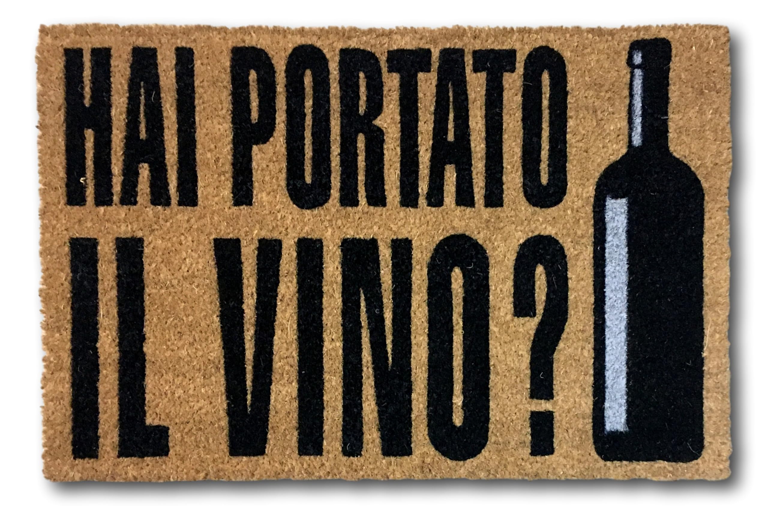 koko doormats Entrance Doormat for Home and Garden, in Italian Hai portato il Vino?, Original and Fun Home Entrance Doormats, 40x60x1.5 cm, Coconut with Non-Slip PVC Base