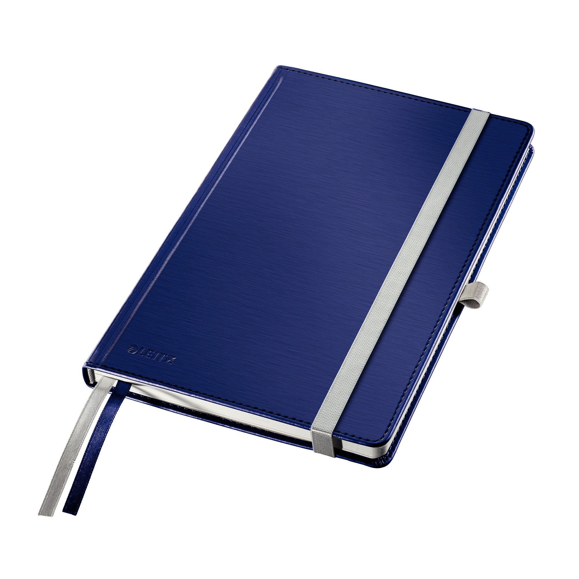Leitz A5 Hard Cover Notebook, Titan Blue (80 Sheets Squared Paper, with 2 Bookmarks, 100 gsm Ivory Paper, Style Range)