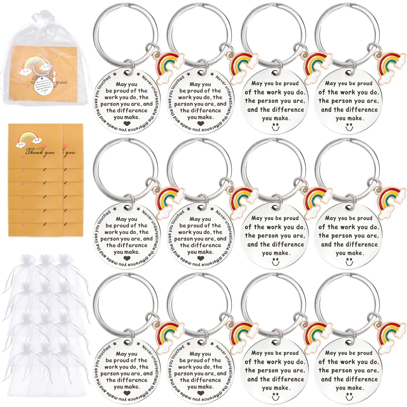 36 PCS Thank You Gifts, Appreciation Keychain Gift for Teacher/Coworkers/Nursery, Leaving keyrings Gifts for Colleagues Women, Work Bestie Gifts, New Job Gifts for Women, Thank You Cards for Christma