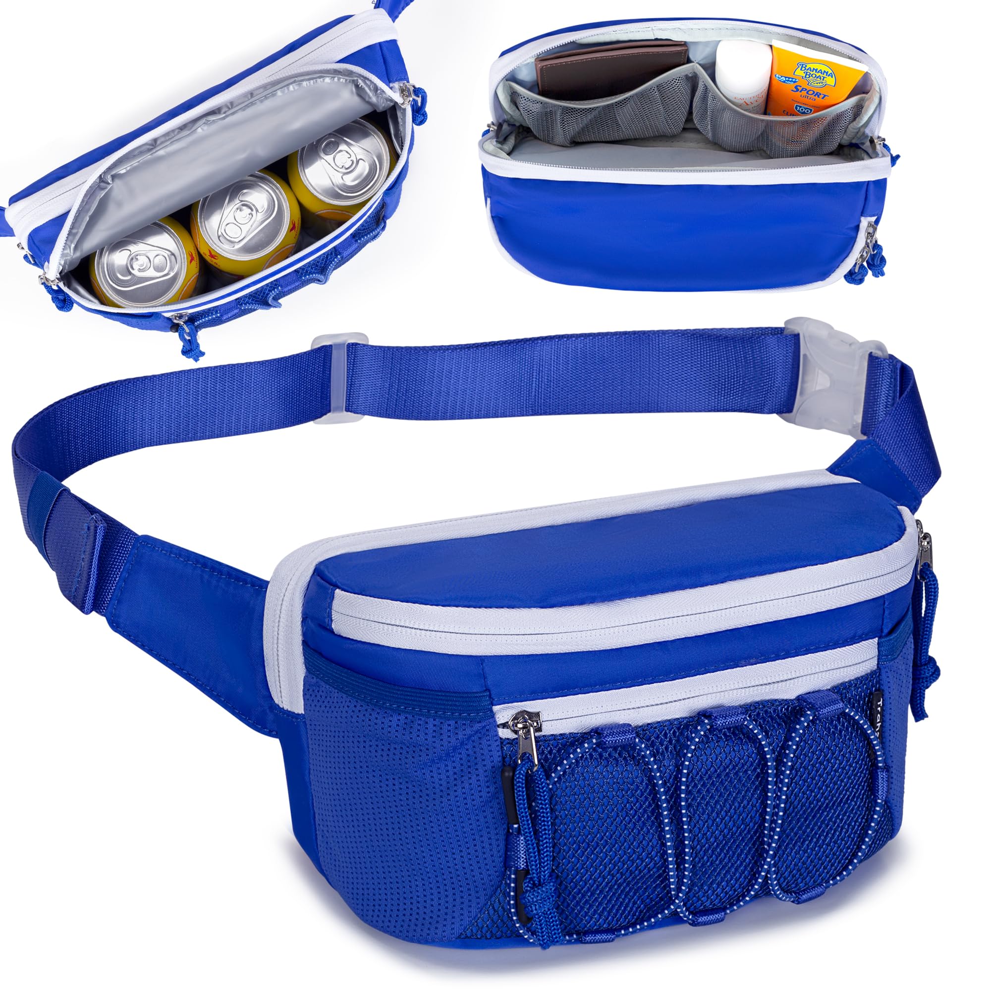 Photo 1 of Trahzia Fanny Pack Cooler, Insulated Waist Pack Snack Bag, Portable Hip Pack for Beach, Camping and Hiking, Blue