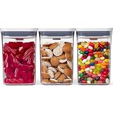 OXO Good Grips POP Small Square Airtight Food Storage Containers, 3-Piece | Airtight Food Containers, Stackable, One-Push Lid