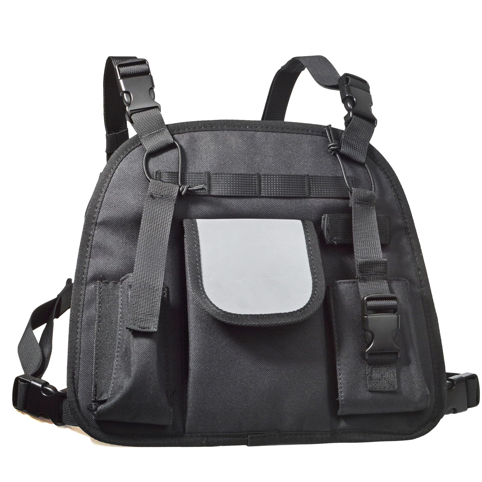 HYS Nylon Pouch Walkie Talkie Chest Bag Harness Bag Compatible for Baofeng Motorola Kenwood President Sepura Handheld Radio GPS, Backpack Holster, Vest Rig Bag (Black)