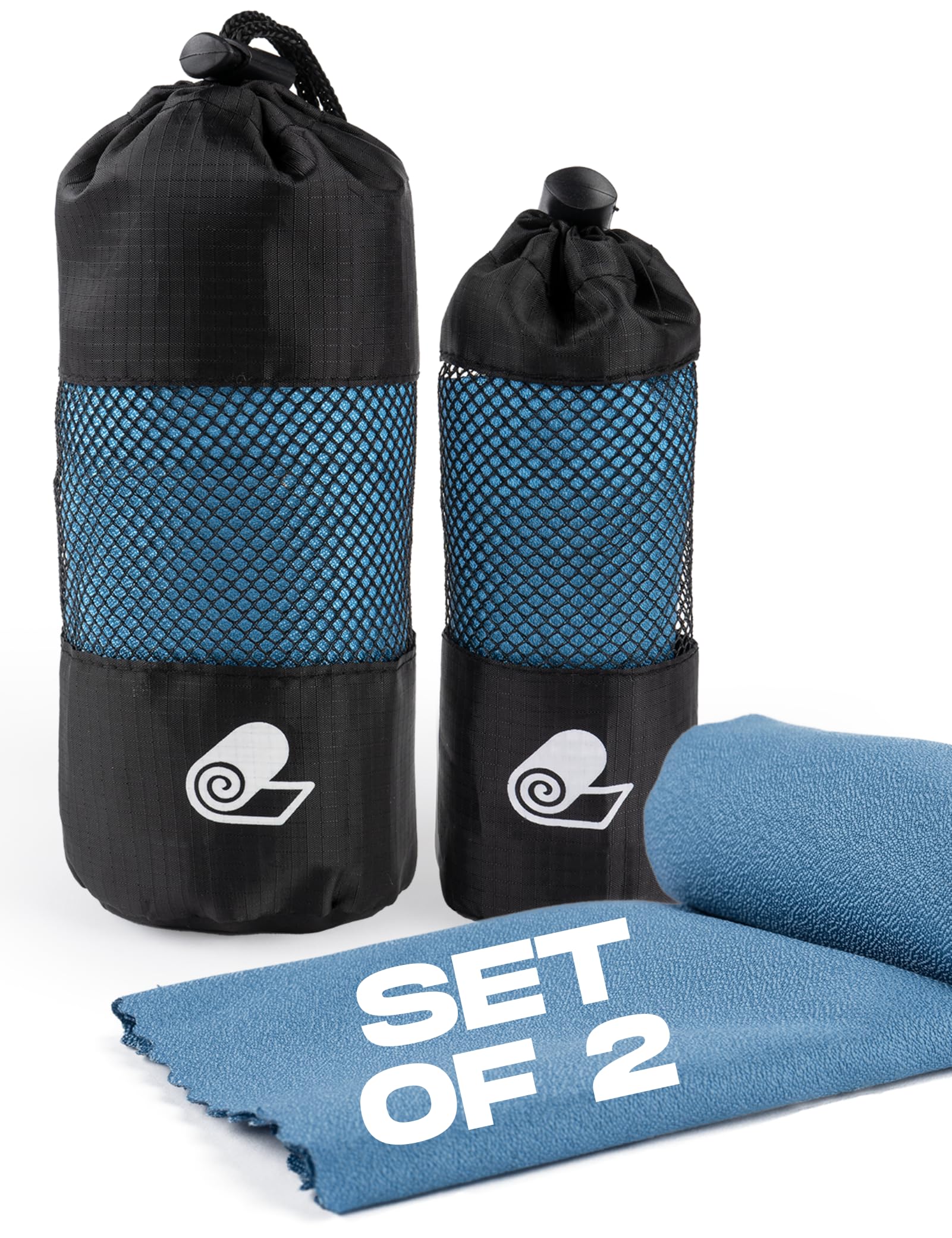 MOMO WAY Microfibre Towel Quick-Drying Sports Towels For Beach Travel Or Bath Towel Set of 2 Pieces 30 x 80 cm and 80 x 120 cm Blue