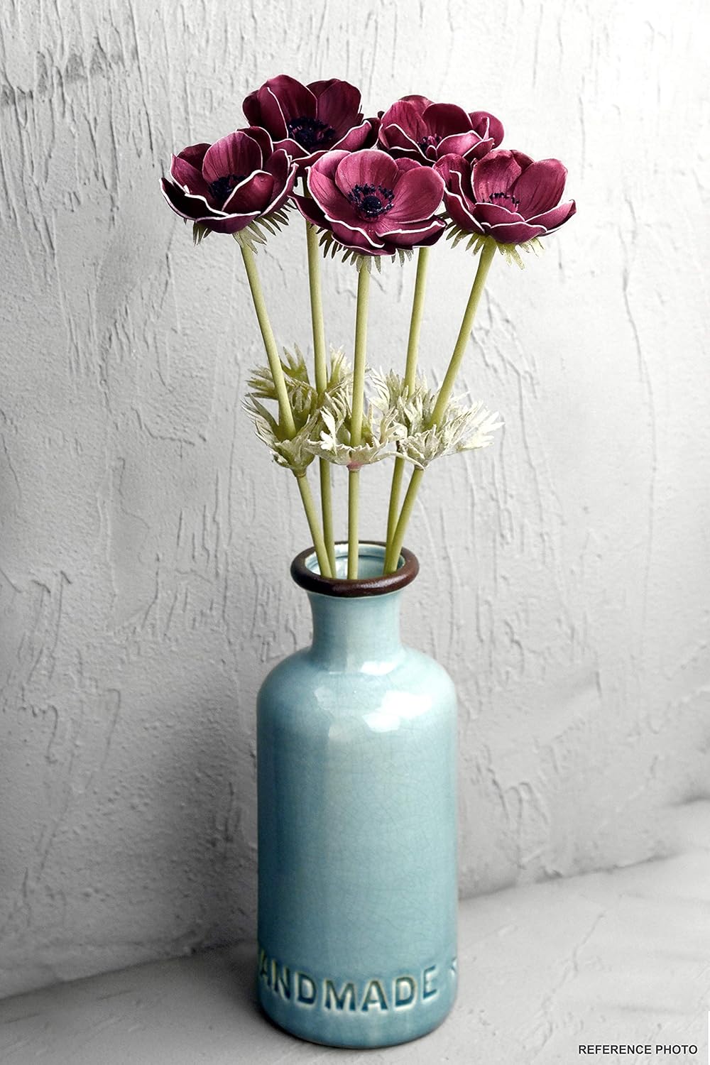 Fiveseasonstuff 5 Long Stems Of Real Touch Fuchsia Artificial Anemone Flowers With Leaves For Home Kitchen Decor Wedding Diy Flower Arrangement Decoration 50cm 19 7 Inches Amazon Co Uk Kitchen Home
