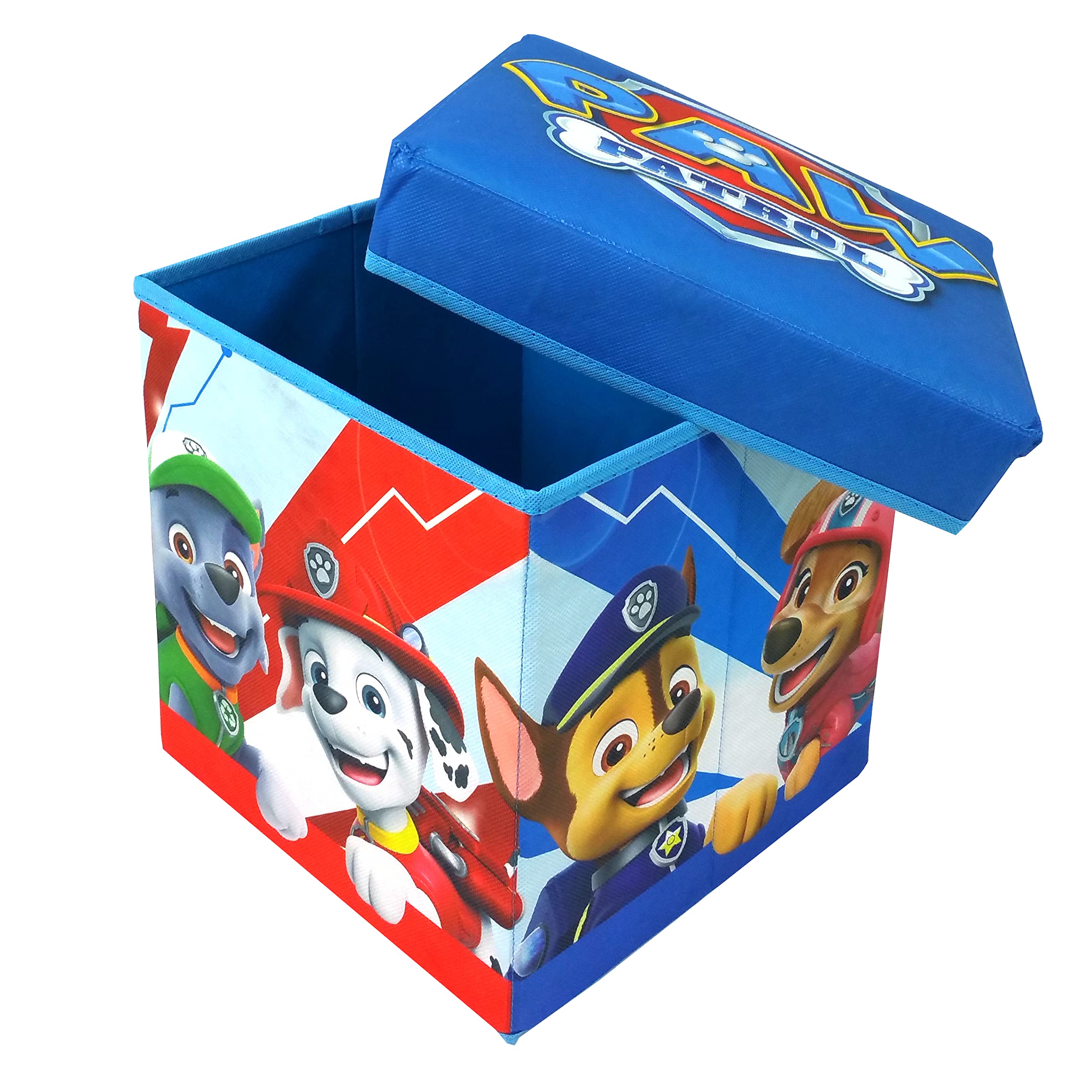 Superdiver - Storage Box and Stool Paw Patrol - Official Paw Patrol License - 30x30x30 cm - Foldable Pouf with Padded Lid - Toy Organizer