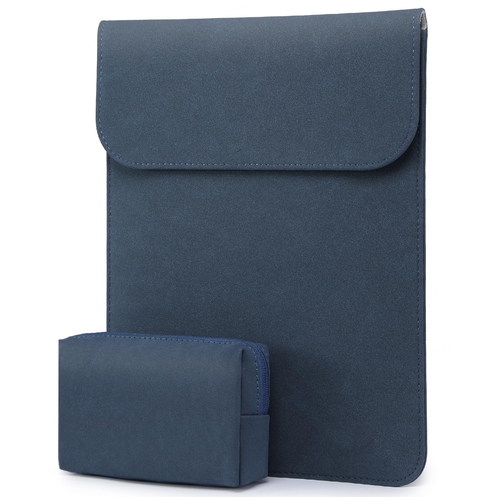 HYZUO 15-16 Inch Laptop Sleeve for MacBook Pro 16 M5/M4/M3/M2/M1 Pro/Max A3428 A3429 A3403 A3186 2026-2019, MacBook Pro 15 2015-2012, XPS 15, Faux Suede Leather Case with Accessory Bag, Navy Blue
