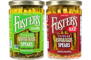 FOSTER'S SINCE 1984 Fosters Pickled Asparagus- Variety Pack- 32oz- (2 Pack)- Red Pepper and Jalapeño- Spicy Pickled Asparagus Spears- Pickled Vegetables Recipe for 30 years - Gluten Free - Fat Free- NO Preservatives
