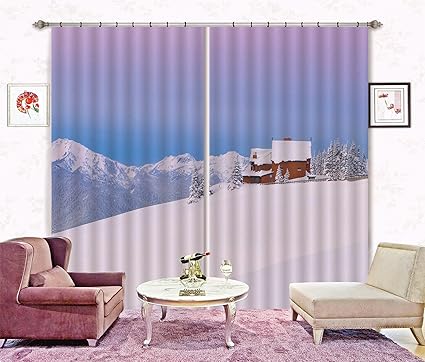Amazon Com 3d Snow House Landscape 503 Blockout Photo Curtain