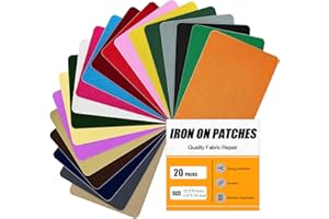MOONSJONES Iron on Patches for Clothes Fabric Repair, 20 PCS Multi-Colored Reparing Decorating Kit for Ripped Inside & Outside Pants, Jeans, Jacket, Tents, Hat, Canvas(9.5 cm x 12.5 cm)