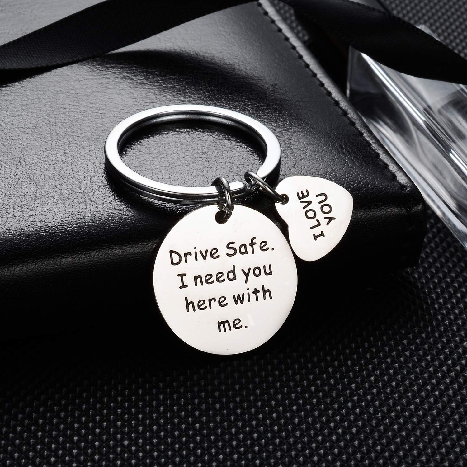 MADHAHEFU Drive Safe Keychain Husband Keyring Boyfriend Gifts Valentines Day Key Chain I Need You Here with Me Keychain Jewellery for Men (Drive Safe) - Image 4