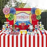PIXHOTUL 4 Pcs Red White Stripe Tablecloths 137x274cm Carnival Theme view 5