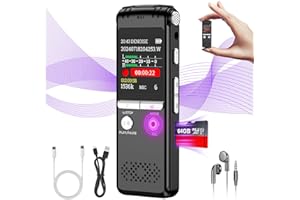 64GB Digital Voice Recorder: ZIPCIDE 4800 Hours Voice Activated Recording Device Audio Recorder with Playback, Noise Reduction Sound Dictaphone Tape Recorder for Lectures Meetings/Classes/Interviews