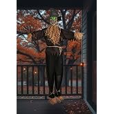 Fun Costumes Hanging Scarecrow Animatronic | Halloween Decoration with Flashing Green Eyes, Spooky Sounds and Posable Arms