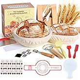 Ocean Ice Sourdough Starter Kit, 9" Round and 10" Oval Banneton Bread Proofing Basket, Sourdough Bread Baking Supplies for Home and Kitchen, Sourdough Kit, Sour Dough Starter Kits.