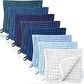 Remagr 8 Packs Muslin Burp Cloths Large 20" x 10", 6 Layers Unisex Baby Absorbent 100% Cotton Burp Rags Colorful Muslin Washcloths for Baby Plain Soft Cotton Cloth for Babies Girls Boys(Fresh Colors)