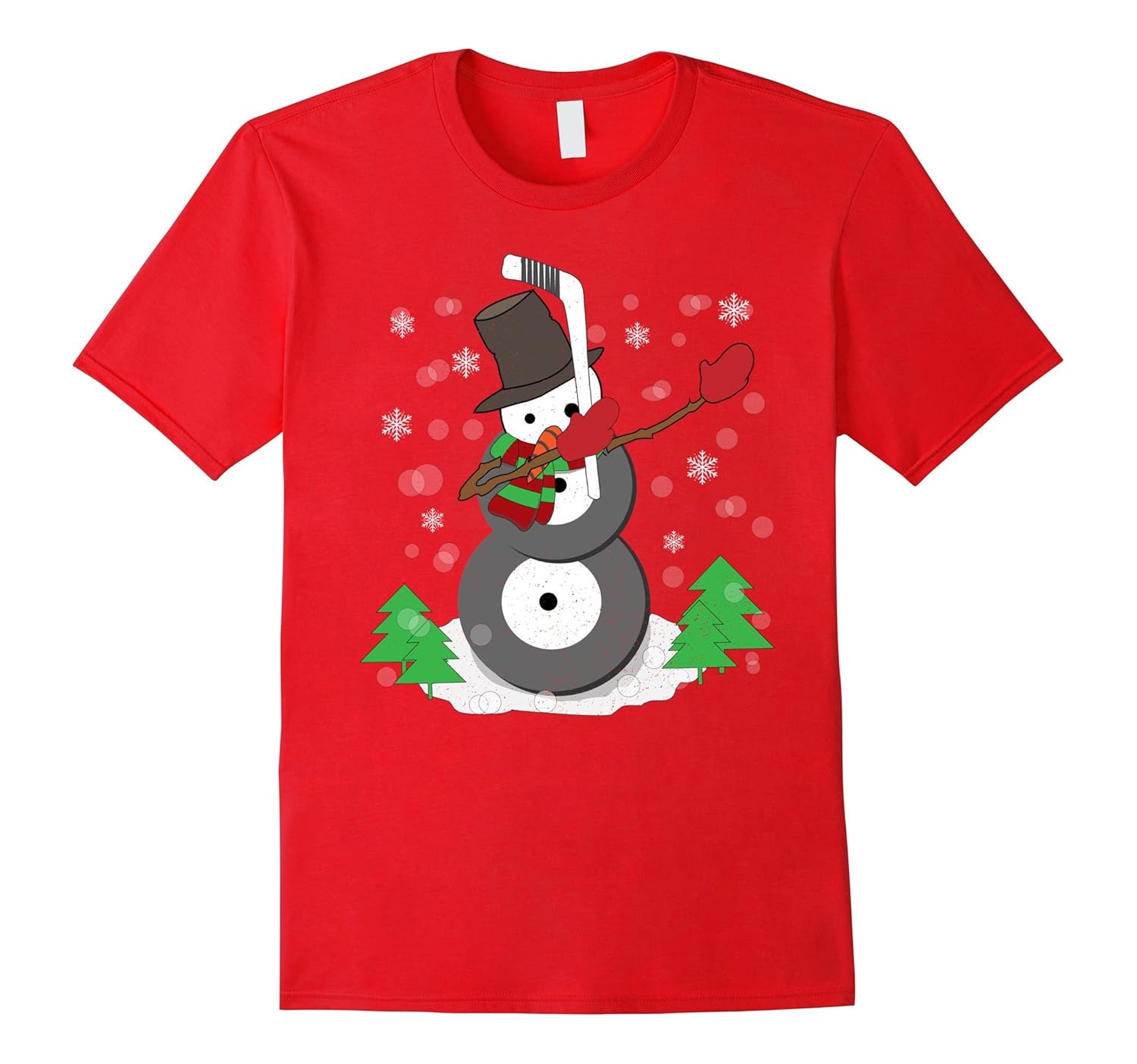 Dabbing Snowman Hockey Christmas Shirt Snowman Ball Tee-ANZ