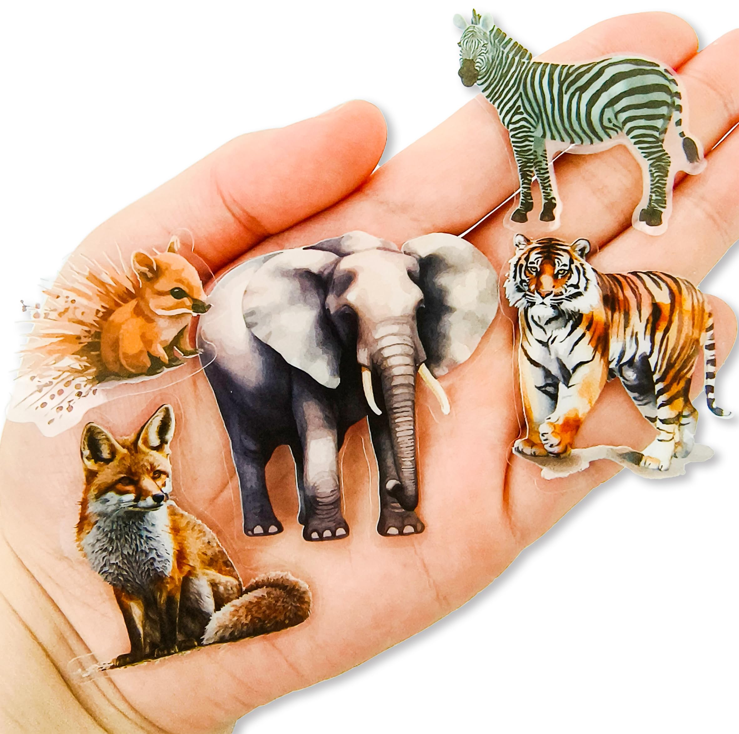 Photo 1 of 100Pcs Holographic Animal Stickers Nature Decorative Adhesive Watercolor Scrapbooking Supplies Journaling for Adults Card Making Scrapbook Materials Craft Daily Planner