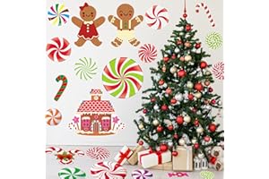 Happy Storm Christmas Wall Decals Decorations, Gingerbread Christmas Decorations, Candyland Christmas Decorations, Christmas Floor Stickers Decal Decor Peppermint Christmas Decorations