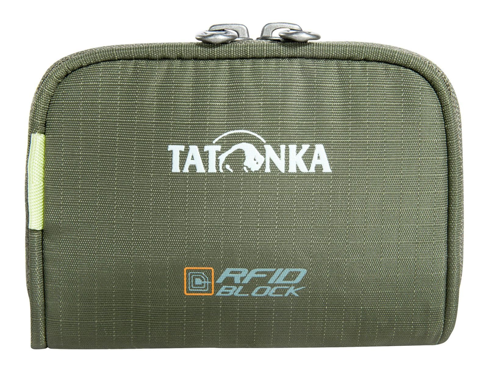 Tatonka Plain Wallet RFID Block - Small Wallet with RFID Blocker - TÜV Tested - Coin Compartment, Compartments for Credit Cards, Olive Rip