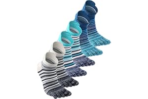 Fourluoo 3/6 Pairs Women Toe Socks Cotton Crew Socks Separator Knee High Toe Sock for Women Men Athletic Running