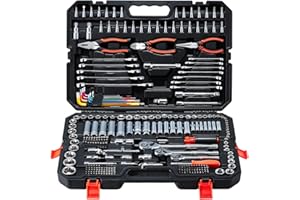 VEVOR Mechanics Tool Set, 314-Piece Mechanic Tool Kit, 1/4 in, 3/8 in, and 1/2 in Drive, Metric Socket Set, Wrenches, Screwdr
