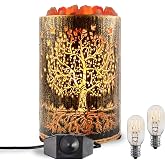 Salt Lamps Night Light, Himalayan Salt Rock Lamp with Dimmer Switch, Tree of Life Salt Basket Lamp, Retro Decor Salt Crystal Desk Light with 15W Replacement Bulbs