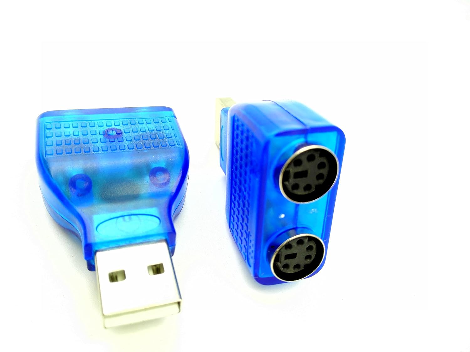 zdyCGTime (2-Pack Blue Mouse Keyboard USB A Male to Dual PS/2 Female Connector Adapter,New USB Male to 2 PS/2 Female Active Adapter T-splitter - Image 4