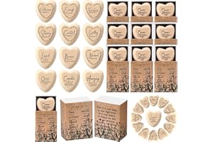 Yalikop 24 Sets Wood Color God Say You are Christian Gift Bulk Religious Pocket Hug Bulk Wooden Heart Bible Verses Pocket Hug Token Prayer Gift for Christmas Women Men Coworker Church Party Favors