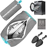 Shoe Washing Machine Bag,Laundry Shoe Bag Washer and Dryer Reusable Shoe Cleaning bags for Sneaker Tennis Shoes Unstain Cleaner Kit Include Pair of Adjustable Shoe Trees & Travel Bag (Grey 5pc)