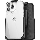 Encased Clear Case with Holster, Compatible with iPhone 14 Pro Max Belt Clip - Protective Transparent Back Cover with Phone Holder (2022 Release)