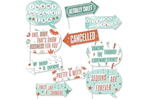 Big Dot of Happiness Funny The Life of a Party Photo Booth Props Kit, Showgirl Era Popstar Decorations, Orange & Green Birthd