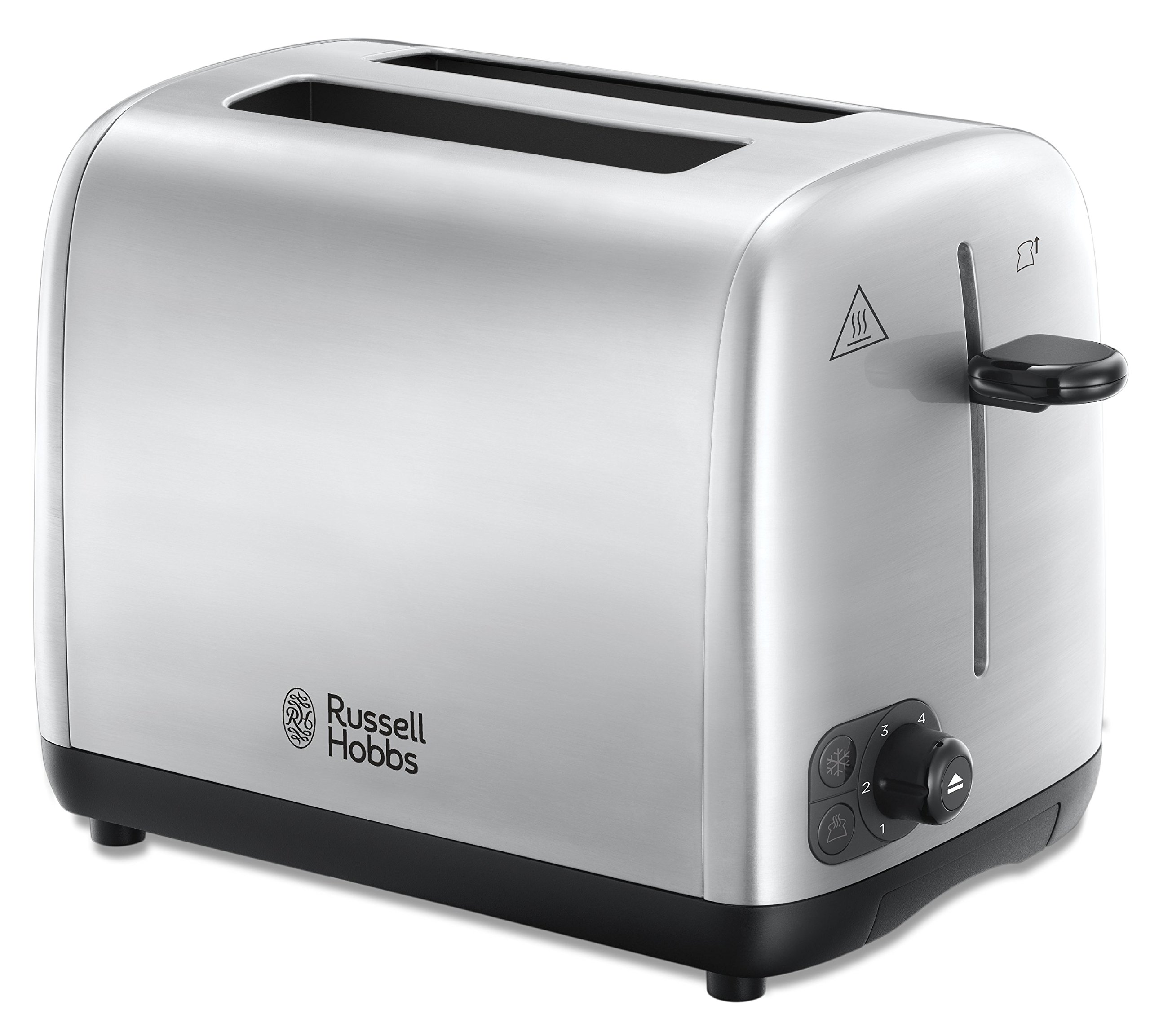 Russell Hobbs 2 Slice Toaster with Perfect Toast Technology for improved evenness (Wide slots, Lift & look feature, 6 Browning levels, Frozen & Cancel function, 850W, Brushed Stainless Steel) 24081
