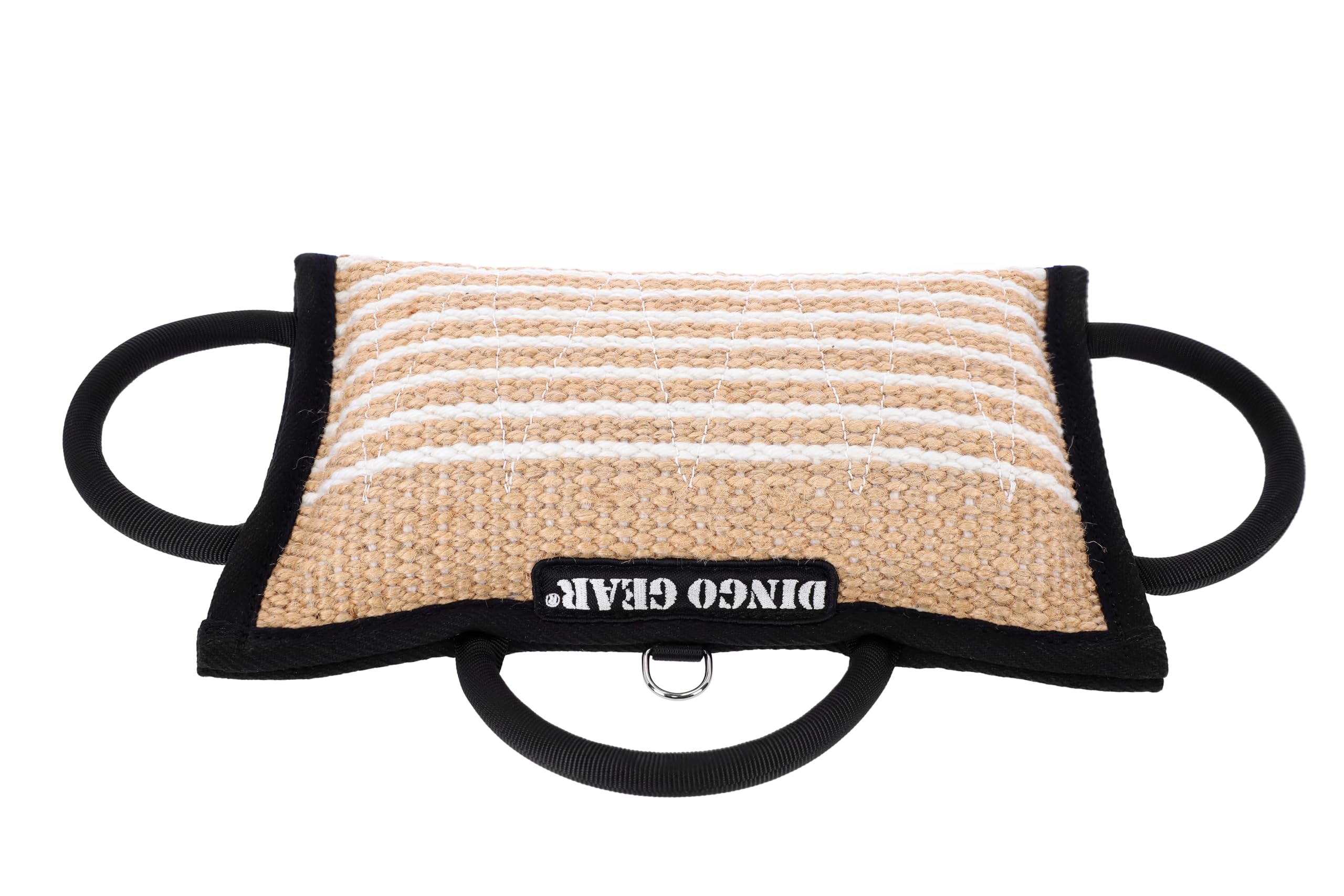 DINGO GEAR Dog Training Tug Bite Pillow K9 Training, Obedience, IGP, Special Forces Dogs Bite Sessions, Reinforced Wedge with 3 Handles, Genuine Jute, Hardness - Very Hard, Colour Natural (S00521)