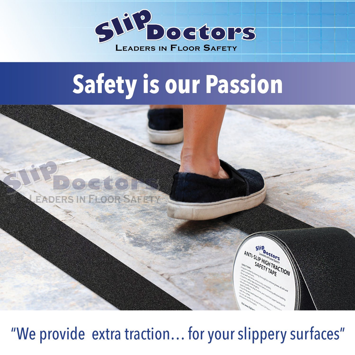 Black Anti Slip Safety Grit Non Slip Tape Highest Traction 60' Feet