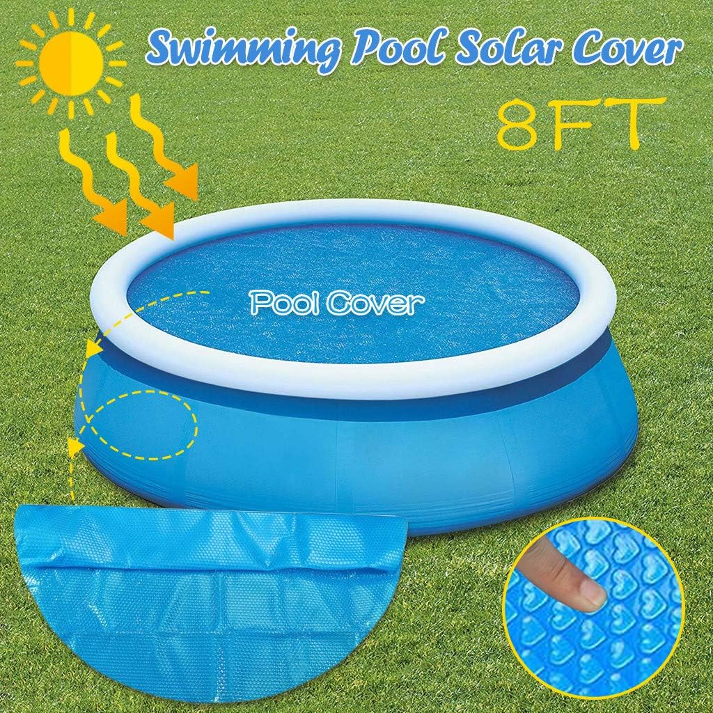 Swimming Pool Cover 8ft Round Dustproof Rainproof Thickened Pool Cover Protector Solar Blanket Solar Cover Suitable For Summer Swimming Pools Outdoor 5 Ft Pools Hot Tubs Supplies Patio Lawn Garden
