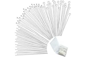 BOYIVI 600 Pieces 2 Inch Ball Head Pins Flat Head Pins Eye Pins for Jewelry Making DIY Bendable Head Eye Pins with Plastic Box Metal End Headpins for Craft Earring Bracelet Necklace Pendant Supplies (Silver)