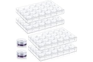 Xinnun 4 Pcs Bead Organizer Transparent Embroidery Bead Storage Containers with Lid Plastic Diamond Painting Storage for DIY Crafts Jewelry Earring Sewing Pills Nail Small Items, Clear(24 Grids)