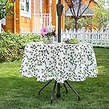 Outdoor Tablecloth with Umbrella Hole, 60 Inch Round Tablecloth, Spring/Summer Table Cover for Picnic Garden(60" Round, Zippe