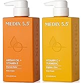 MEDIX Vitamin C Cream + Anti Aging Argan Oil Cream 2PC Skin Care Bundle | Moisturizer Body Cream & Face Lotion | Brightening Body Lotion For Women, Uneven Skin Tone, Wrinkles, & Sun Damaged Skin, 2PC