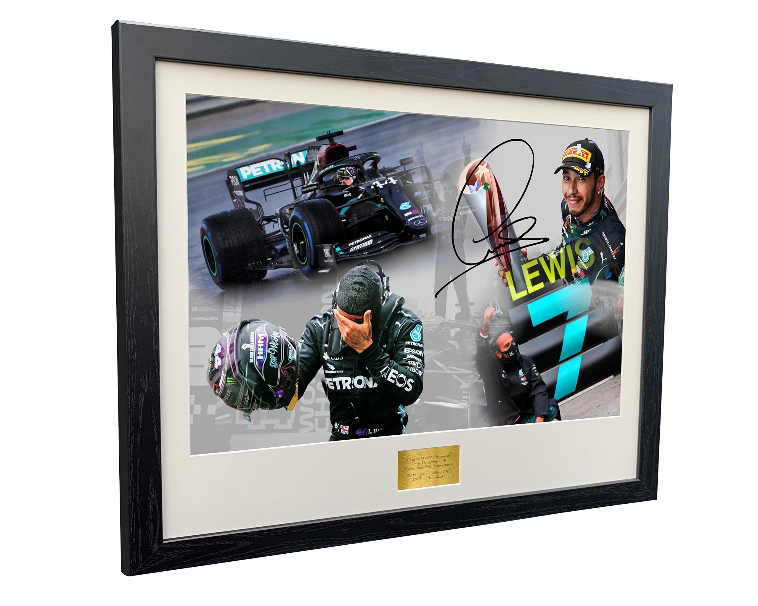 Kitbags & Lockers SUPER A2 SIZE 7 Times World Champion Celebration Edition - Signed Lewis Hamilton - Mercedes-AMG Petronas - Autographed Photo Photograph Picture Frame Motor Sport Formula 1 F1 Gift