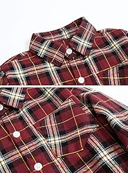SANGTREE Boys Long Sleeves Flannel Plaid Button