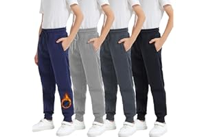 Kinglaman 1/4 Pack Boys Sweatpants Fleece Lined Athetic Jogger Warm Soft Sweat Pants with Pockets for Kids Youth