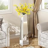 GA Home 28.86" Tall Silver Glass Floor Vase, Modern Decorative Mirror Vases, Large Flower Vase for Home Decor Living Room, Entryway, Office